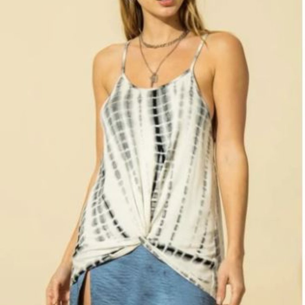 NWT Black Tie-Dye Twist Hem Cami